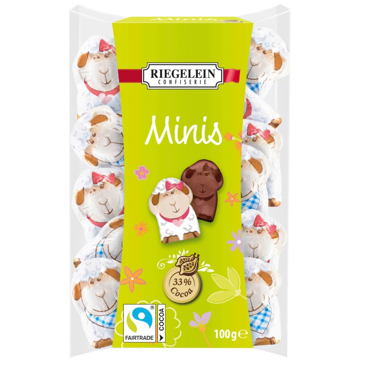 Mini Solid Chocolate Lambs in Acetate Box 100g x 24