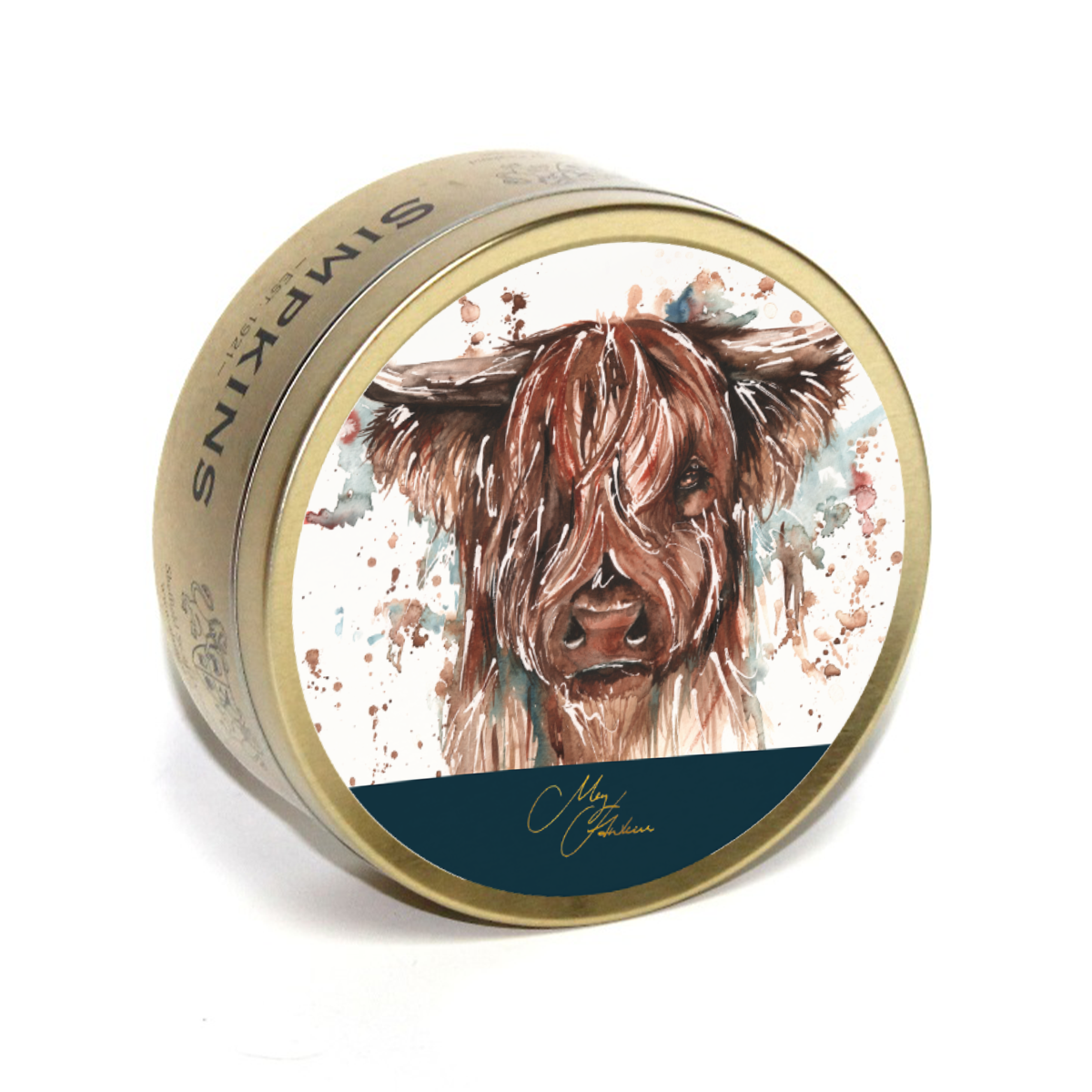 Meg Hawkins HIGHLAND COW  Tin with Mixed Fruit Drops 175g x 6
