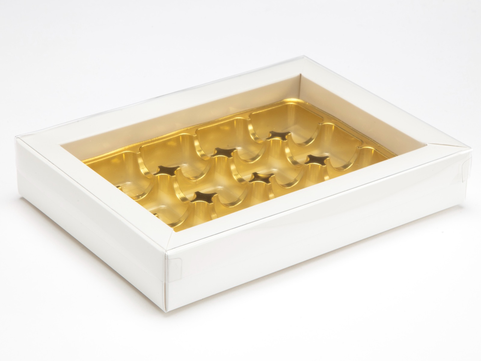 24 Choc White Buffer Base with PVC Lid  (250 x 189 x 32mm) x 10