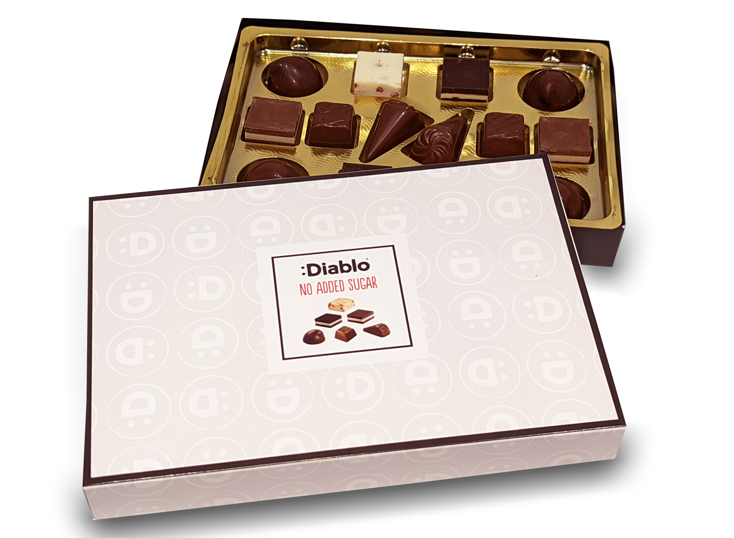 Diablo No Added Sugar Chocolate Box 142g x 5 (Cocoa Cream, Praline, Coffee, Noir, Hazelnut & Forest
