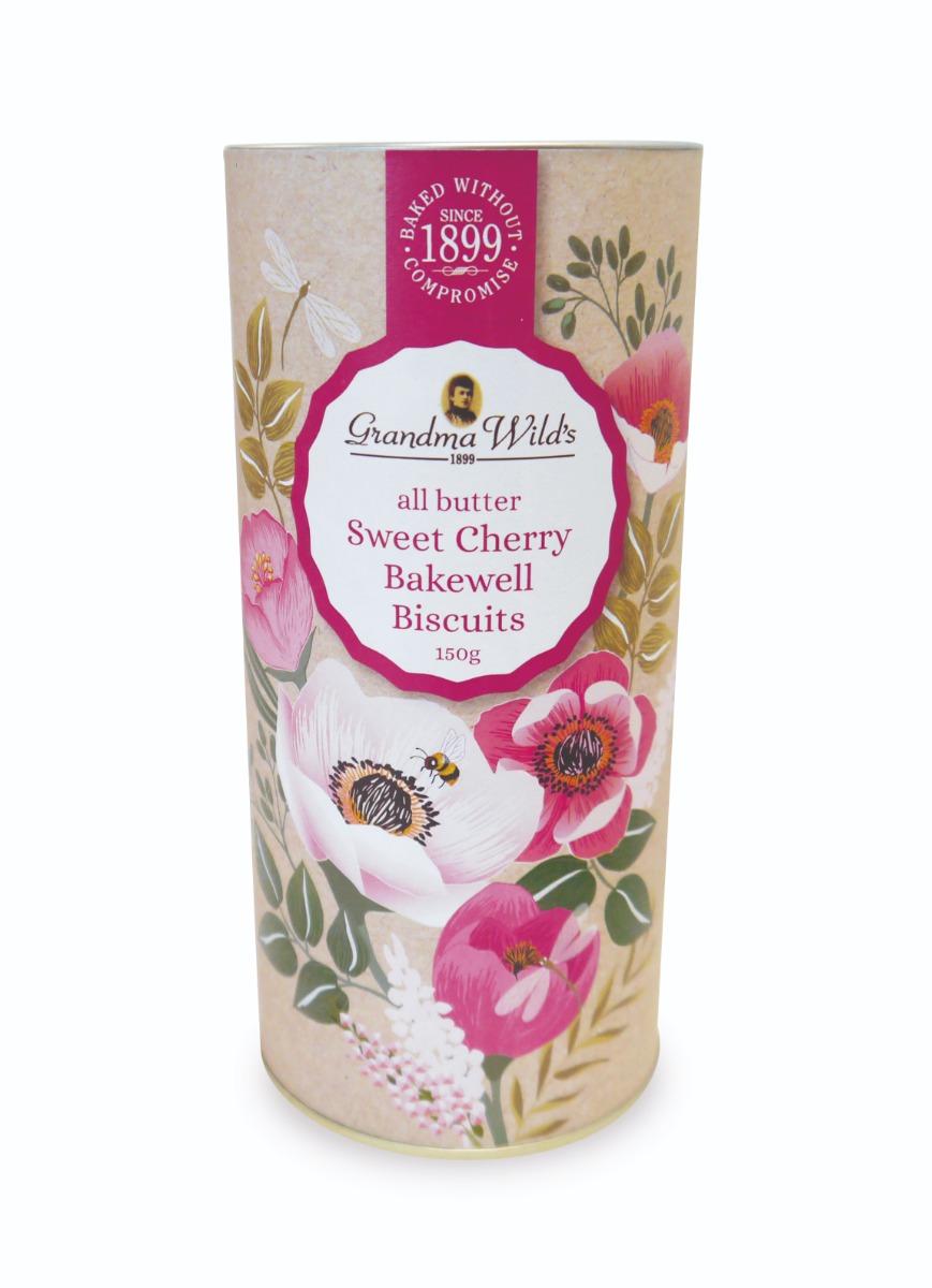 Floral Botanical Tube  All Butter Sweet Cherry Bakewell  12 x 150g