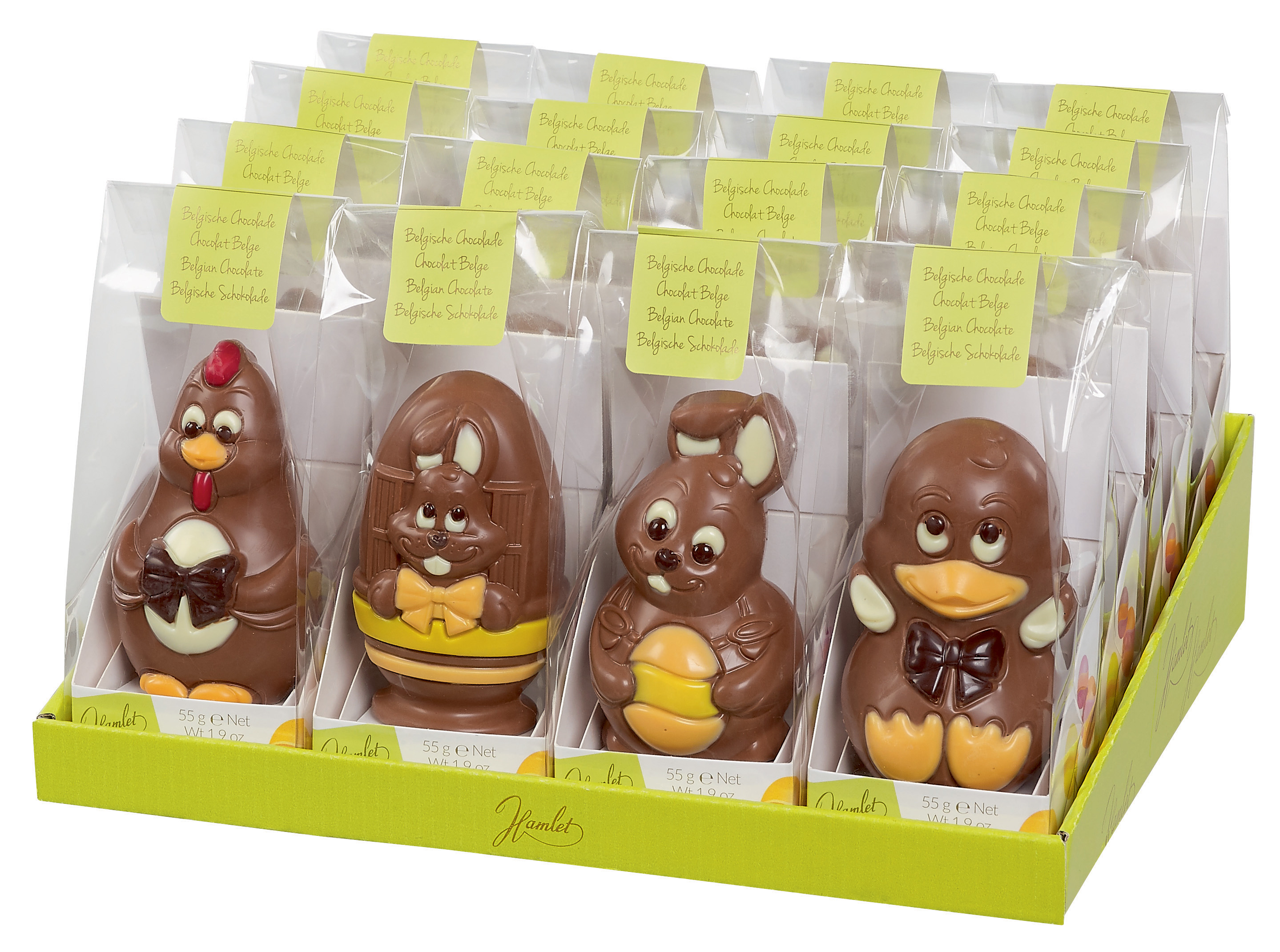 Decorated Easter Figures in a Bag (Duck, Chicken, Bunny, Egg) 55g x 16