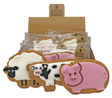 Assorted Farmyard Animals x 12 (4 each design Pig 55g, Sheep 55g Cow 70g)