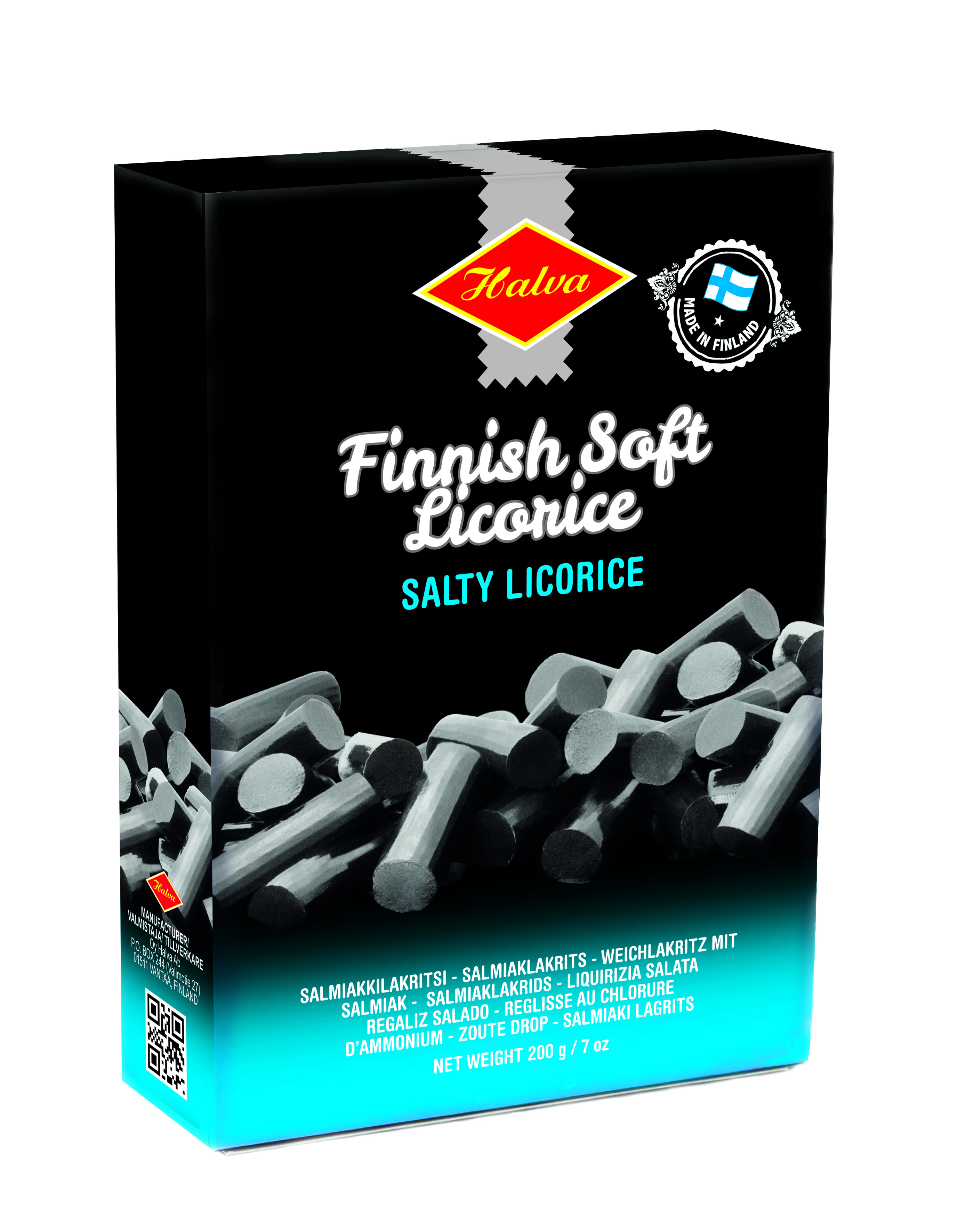 Finnish Salmiak Licorice Box 200g x 16