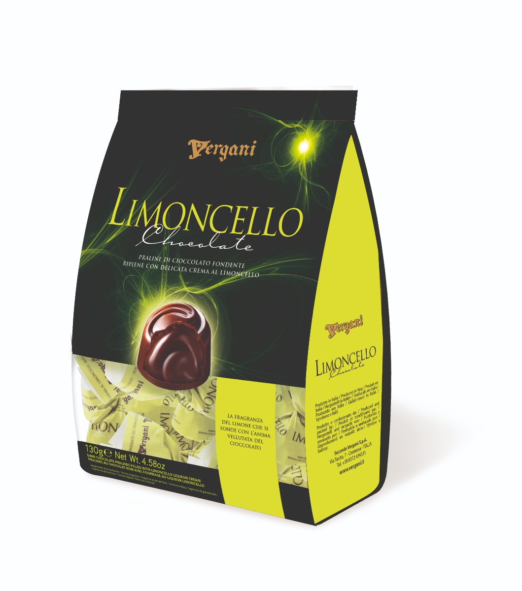 Dark Chocolate Pralines with Limoncello Flavoured Cream 130g x 20