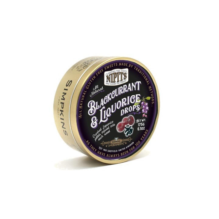 Nipits Blackcurrant & Liquorice Drops 175g x 6 Gluten Free