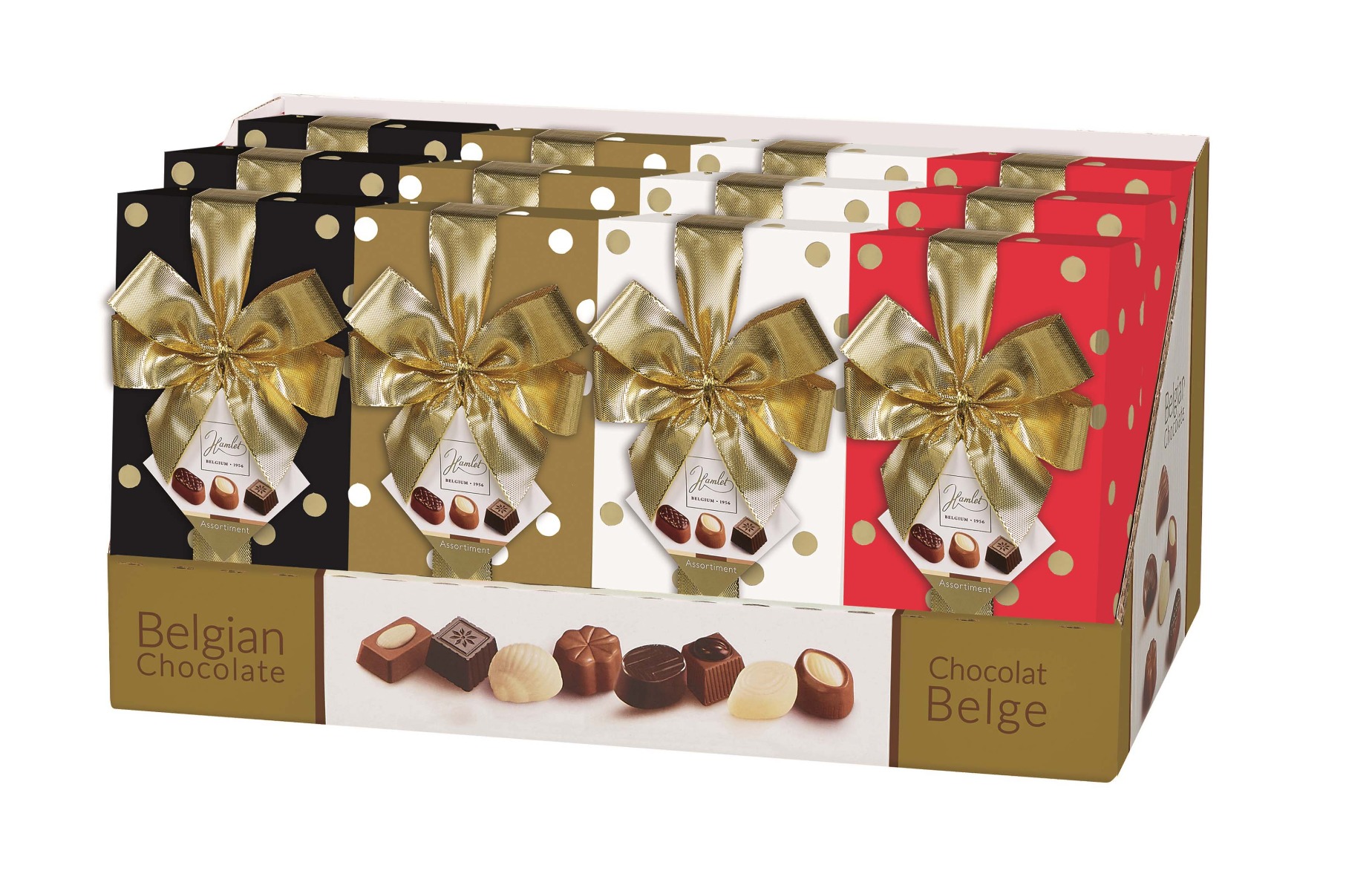 Polka Dot Assorted Ballotins (Black, Gold, White, Red) 250g x 12