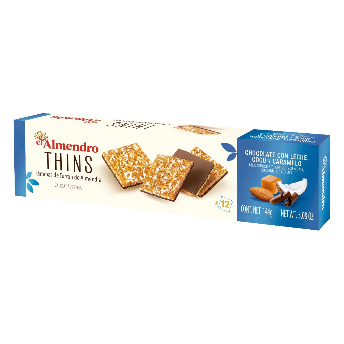 Crunchy Almond Thins - Milk Chocolate & Coconut 144g x 10 DATED 30.11.2025