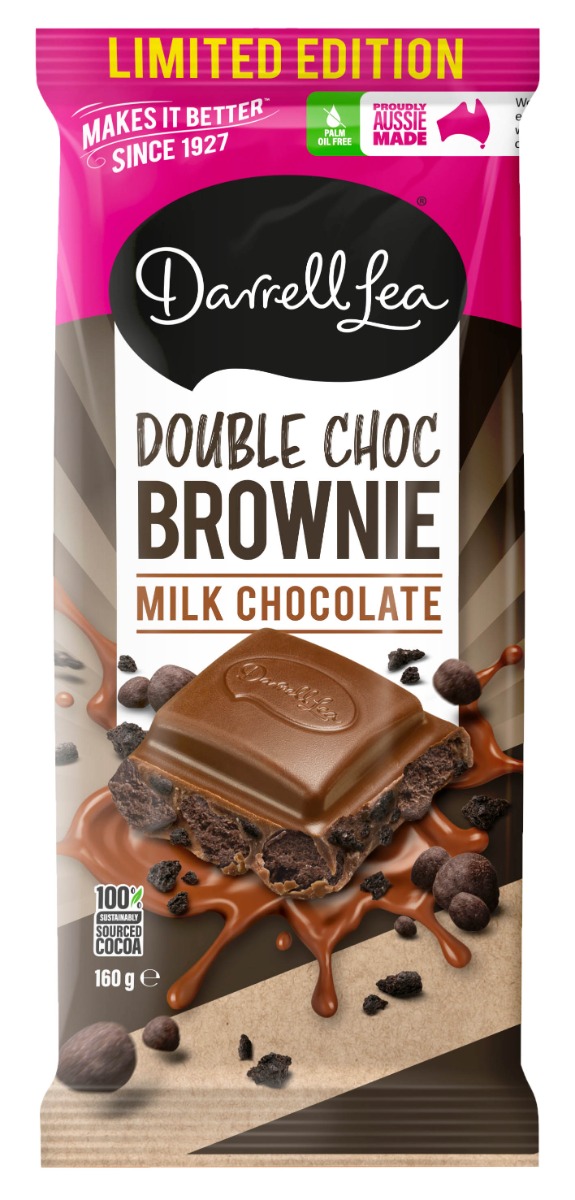 Darrell Lea  Double Choc Brownie Milk Chocolate  Block 160g x 17