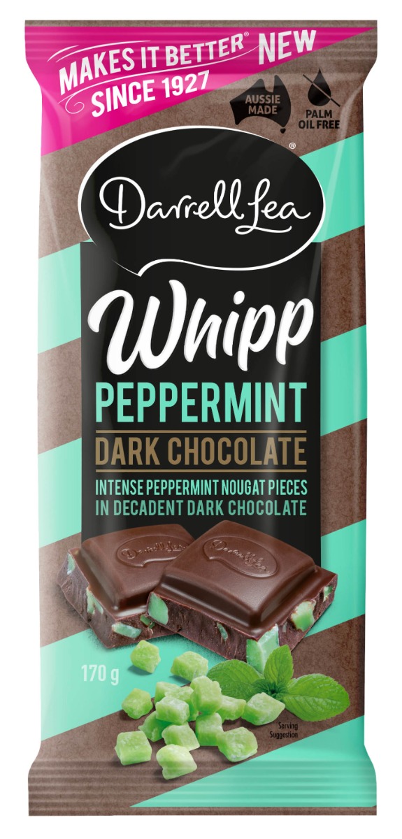 Darrell Lea Whipp Peppermint Dark Block 170g  x 17