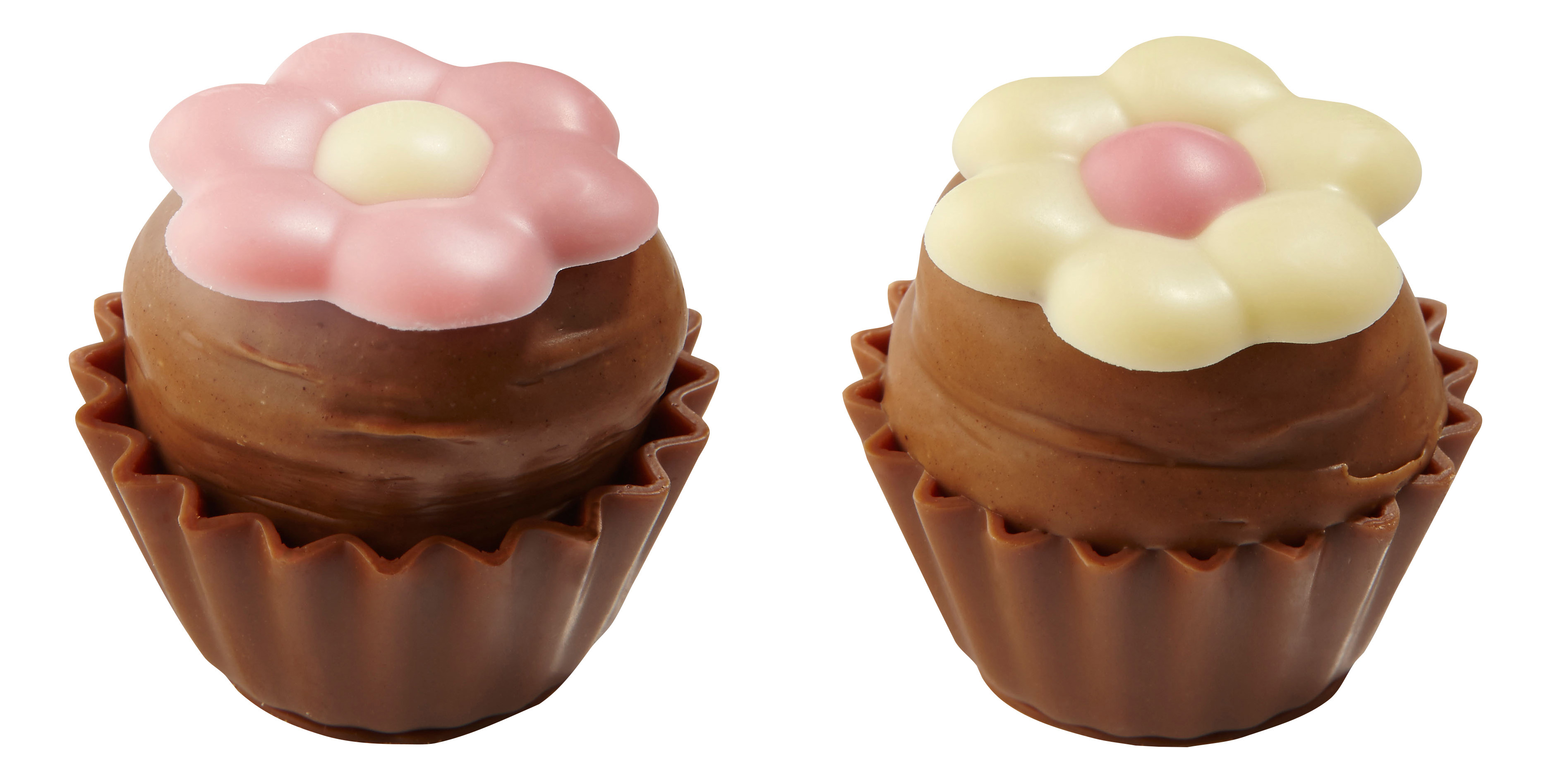 Assorted Chocolate Creme Flower Pots with Pink/White Flowers x 1.89kg ( 21.5g +/- 88pc)