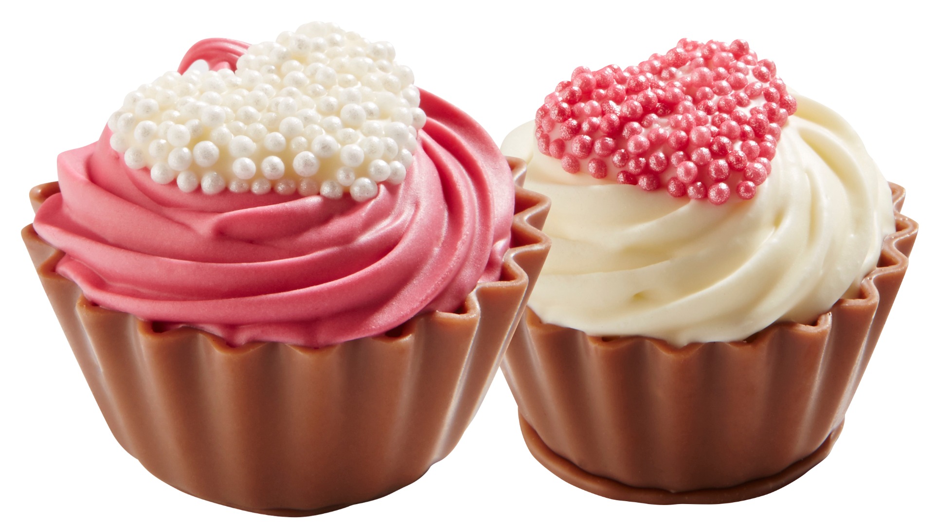 Valentines Cupcakes (White Cream 21g with Almond Praline, Pink Cream with Raspberry Ganache 20.8g) 1