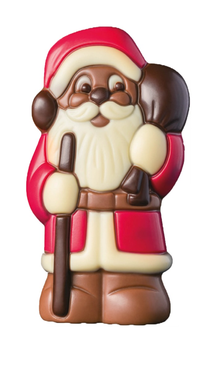 Santa with Stick & Bag Milk Chocolate Hollow (in bag) 11cm 60g x 12