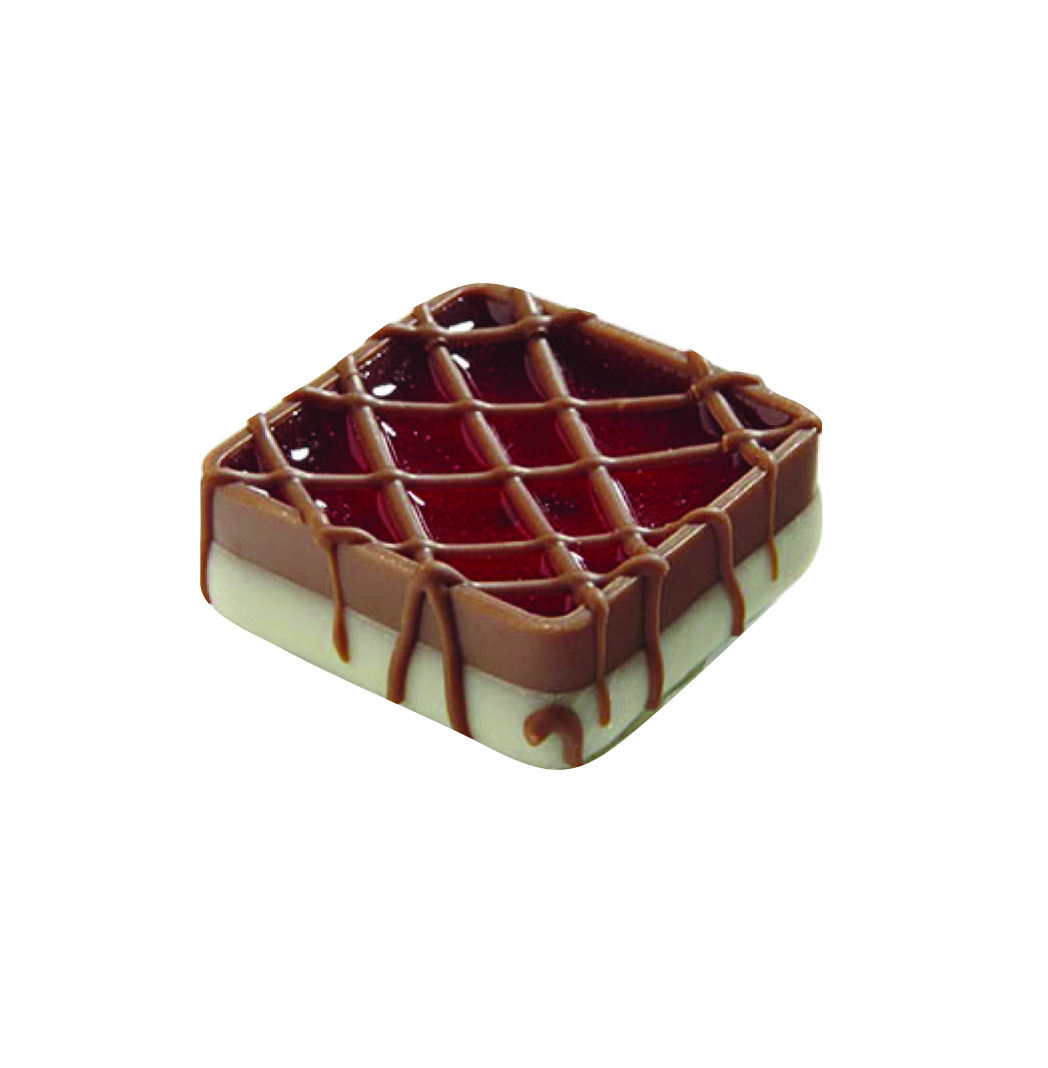 Raspberry Square - Raspberry Ganache x 1kg (+/- 60pc)