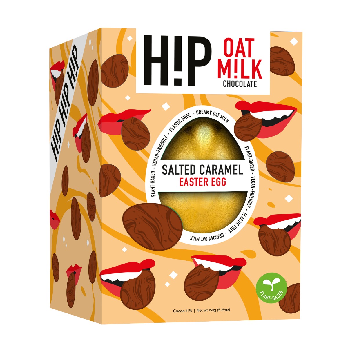 H!P Salted Caramel Oat Milk Chocolate Easter Egg 150g x 8