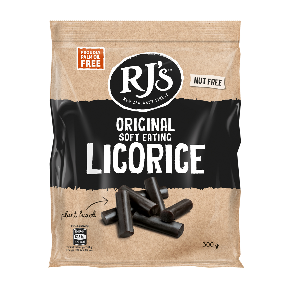 RJ's Natural Soft Eating Licorice 300g x 12