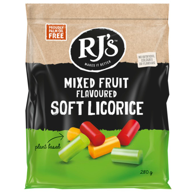 RJ's Natural mixed fruit licorice 280g x 12