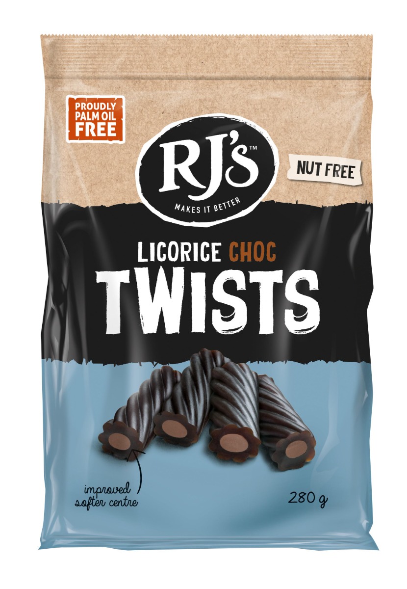 RJ's Natural Soft Eating Licorice Choc Twist 280g x 12