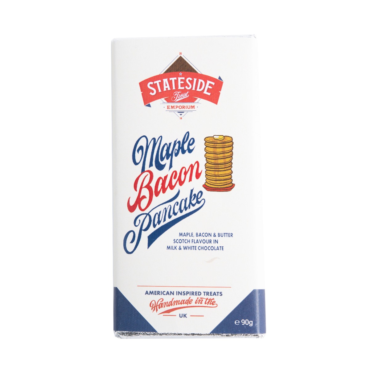 Maple Bacon Pancake Milk and White Chocolate Bar 90g x 12