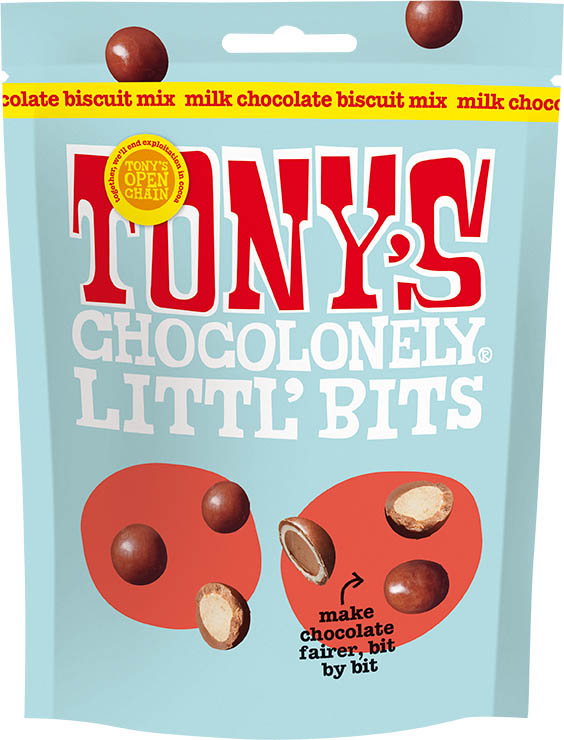 Tony's Chocolonely Littl'Bits MilkÂ Chocolate Biscuit Mix Fairtrade UK 100g x 8 DATED 31.01.2026