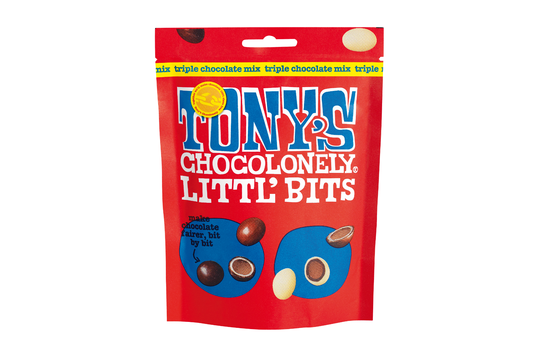 Tony Chocolonely Littl' Bits Triple Chocolate Mix Fairtrade UK 100g x 8