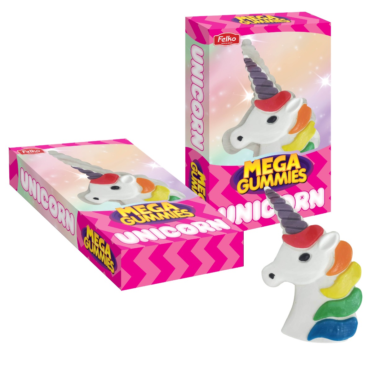 Mega Gummies - Unicorn  23cm tall 600g x 4 DATED 04.04.2026